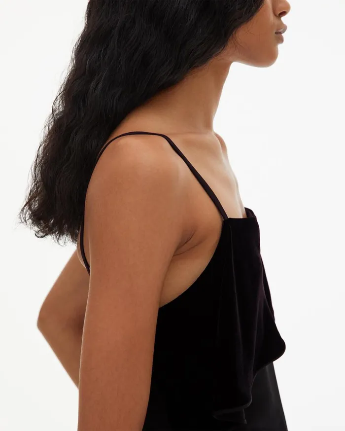 Women Velvet Layer Slip Top Black Helmut Lang Tops