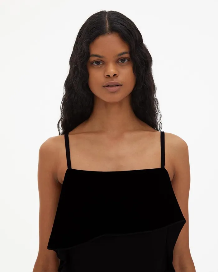 Women Velvet Layer Slip Top Black Helmut Lang Tops