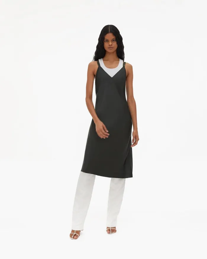 Women Velvet Strap Slip Dress Forest Helmut Lang Dresses