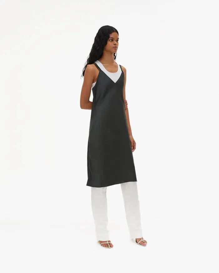Women Velvet Strap Slip Dress Forest Helmut Lang Dresses