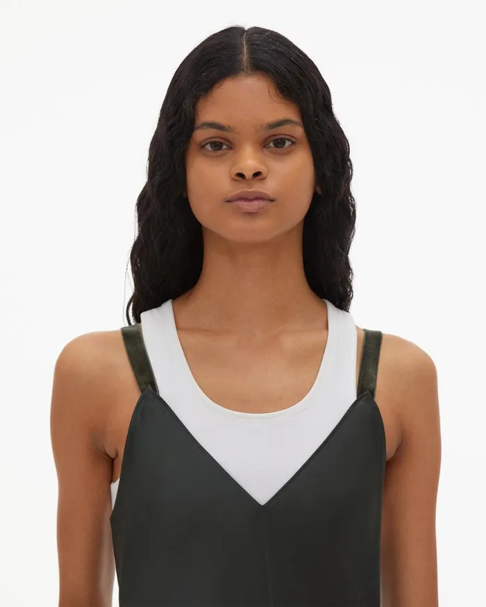 Women Velvet Strap Slip Dress Forest Helmut Lang Dresses