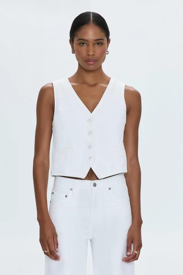 Women Vero Denim Vest 8211 White Pistola Denim Tops