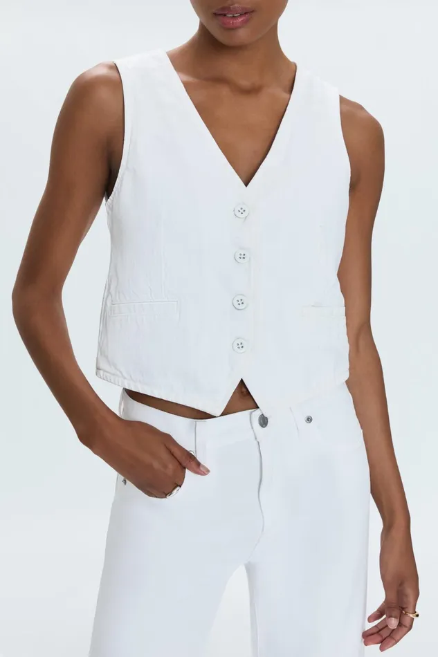 Women Vero Denim Vest 8211 White Pistola Denim Tops