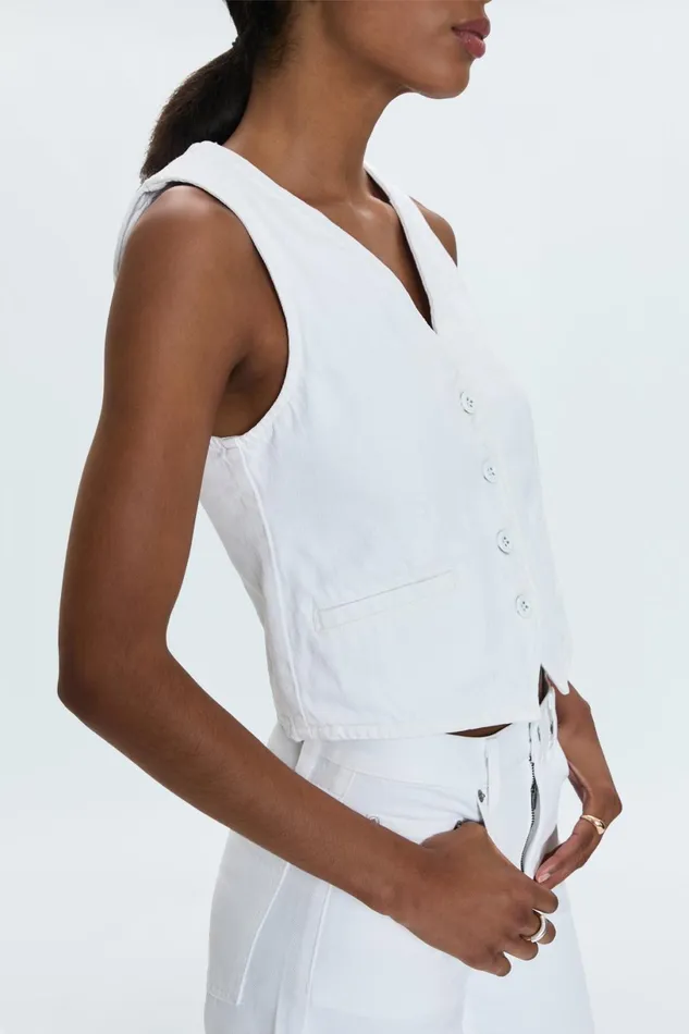 Women Vero Denim Vest 8211 White Pistola Denim Tops