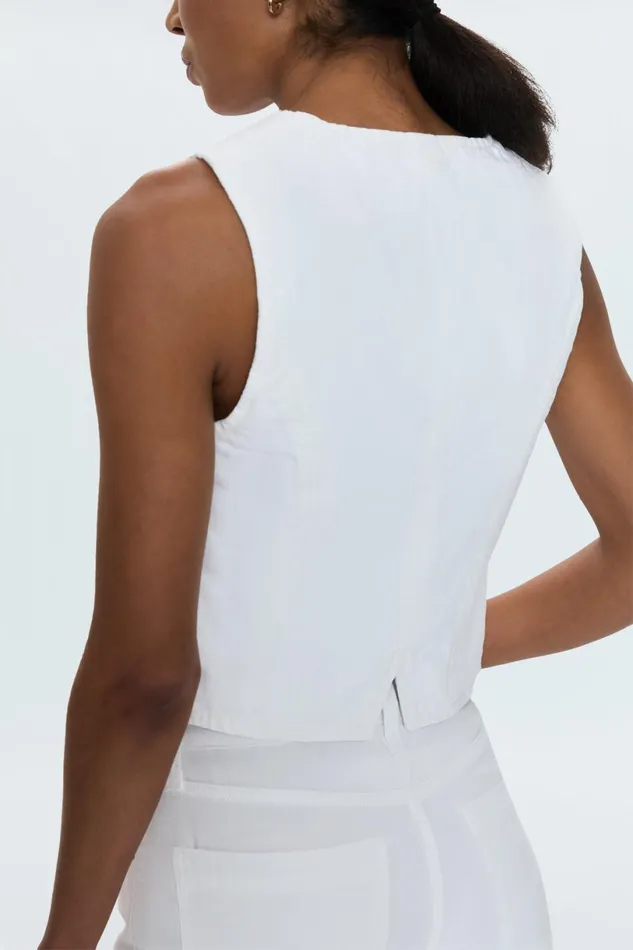 Women Vero Denim Vest 8211 White Pistola Denim Tops