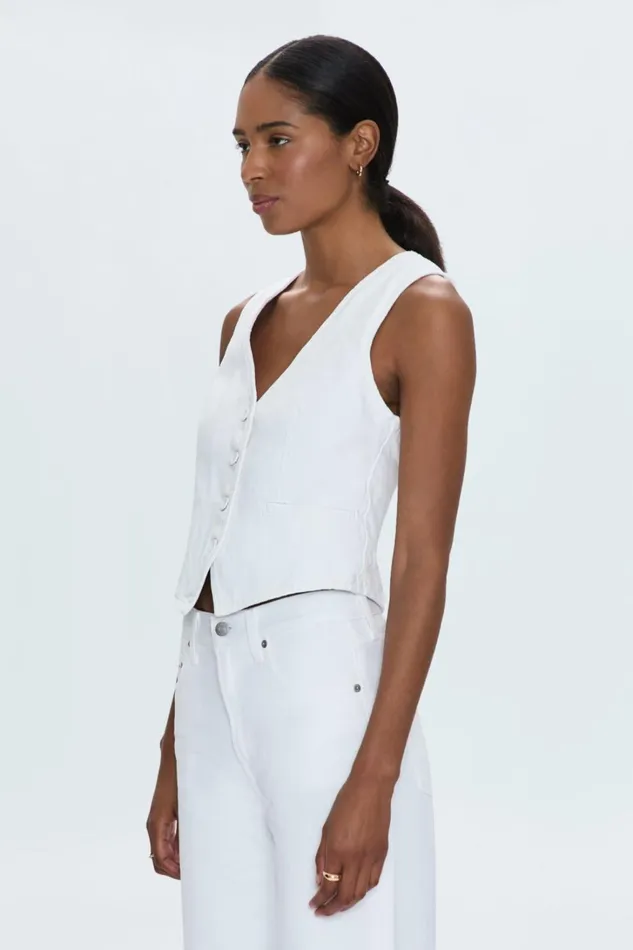 Women Vero Denim Vest 8211 White Pistola Denim Tops