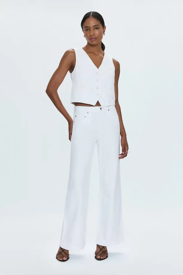 Women Vero Denim Vest 8211 White Pistola Denim Tops