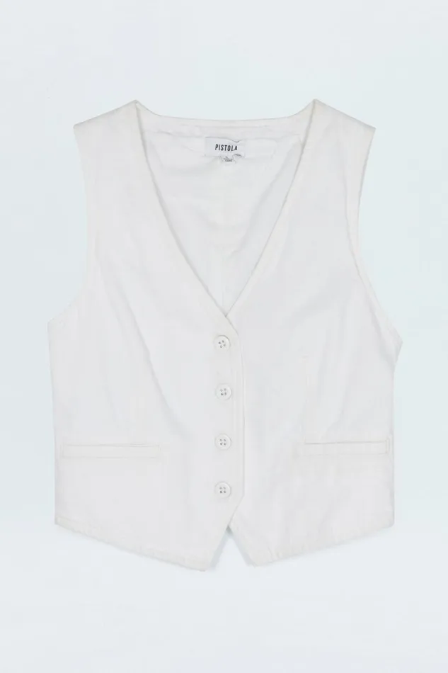 Women Vero Denim Vest 8211 White Pistola Denim Tops
