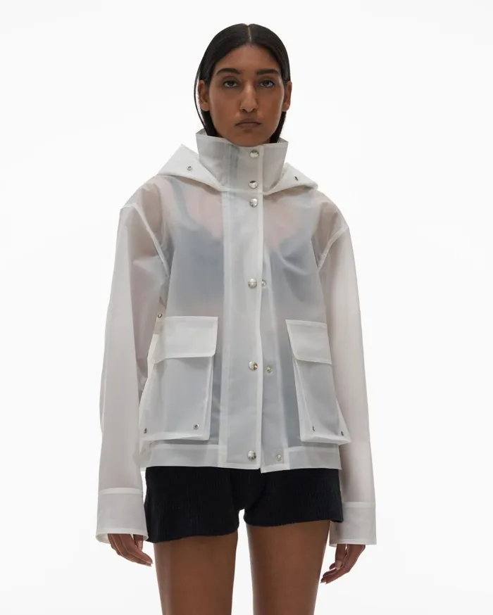 Women Vinyl Rain Jacket Powdered Ecru Helmut Lang Outerwear