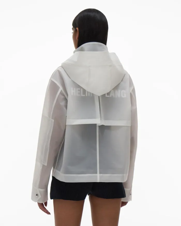 Women Vinyl Rain Jacket Powdered Ecru Helmut Lang Outerwear