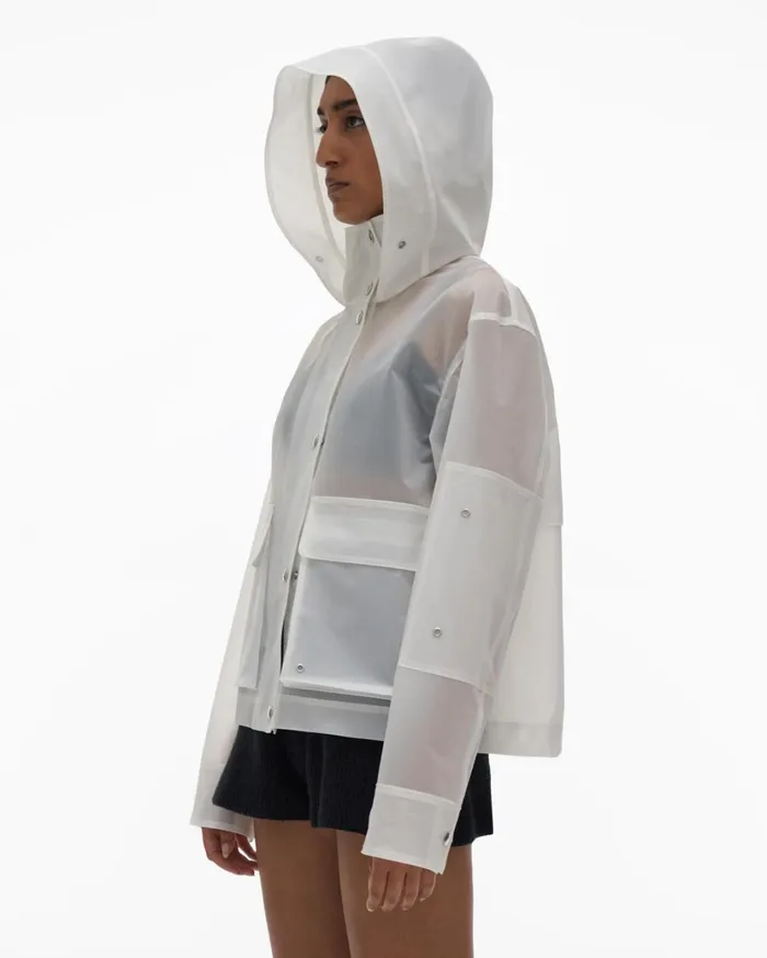 Women Vinyl Rain Jacket Powdered Ecru Helmut Lang Outerwear
