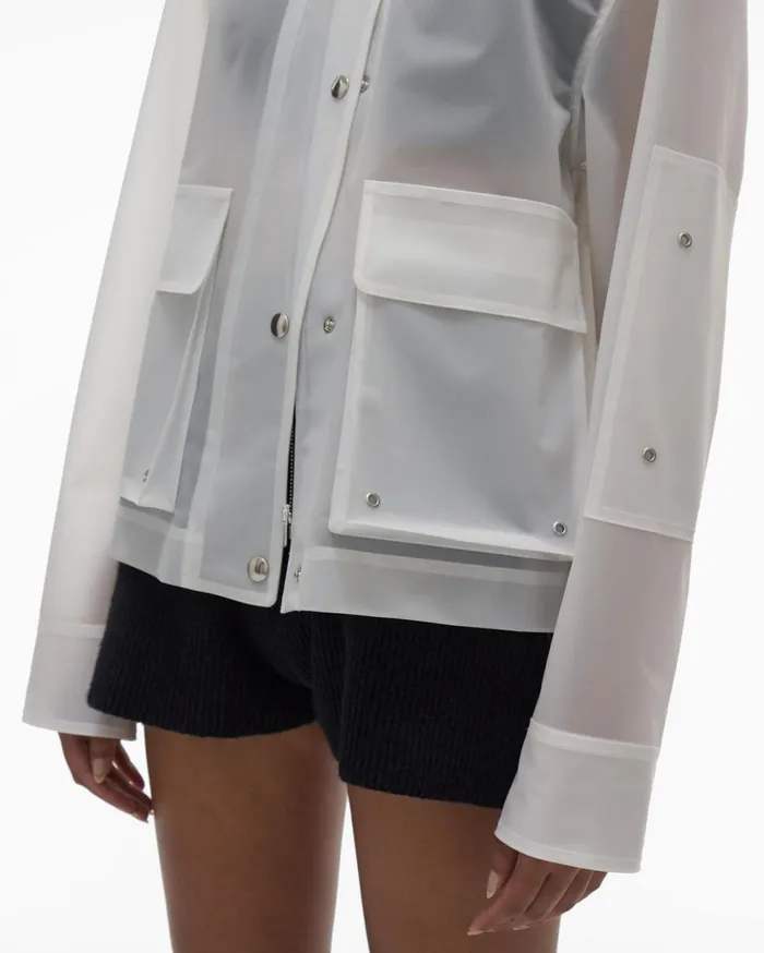 Women Vinyl Rain Jacket Powdered Ecru Helmut Lang Outerwear