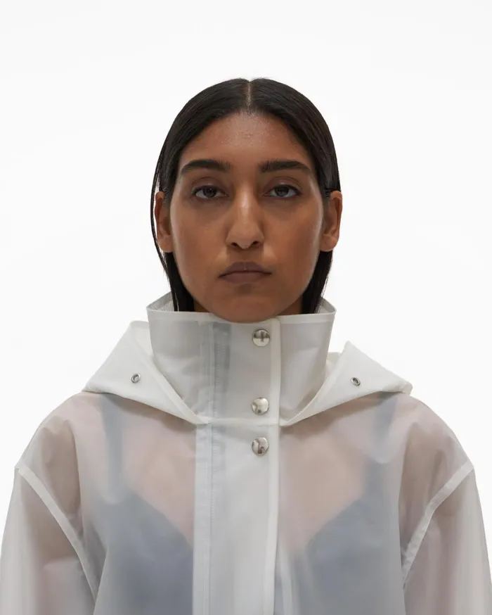 Women Vinyl Rain Jacket Powdered Ecru Helmut Lang Outerwear