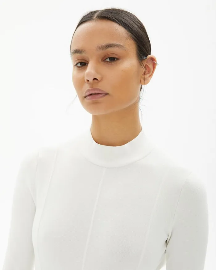 Women Viscose Stretch Bodysuit Ecru Helmut Lang Sweaters