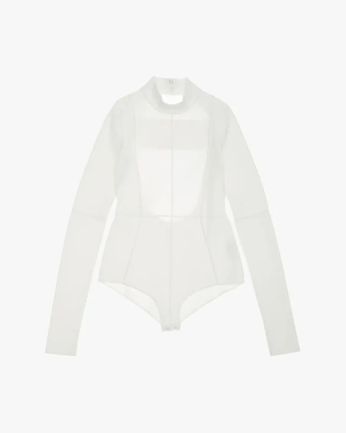 Women Viscose Stretch Bodysuit Ecru Helmut Lang Sweaters