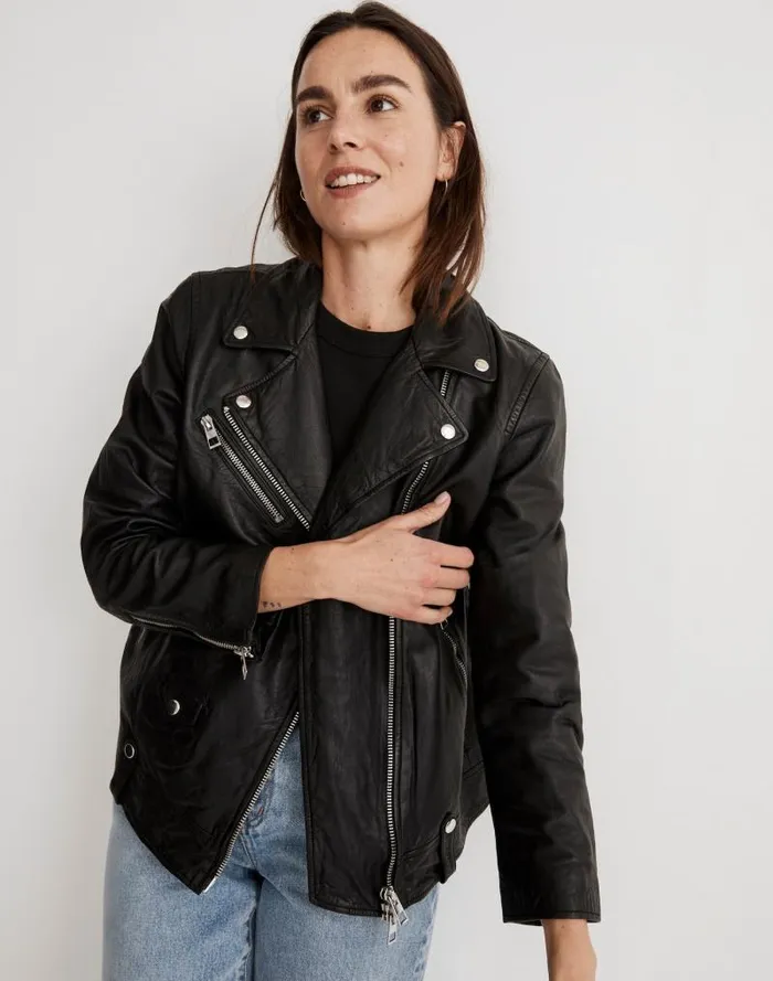 Women Washed Leather Oversized Motorcycle Jacket True Black Madewell Coats Jackets Women Washed Leather Oversized Motorcycle Jacket True Black Madewell Coats Jackets