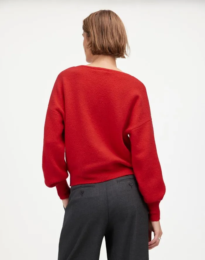 Women Wedged VNeck Sweater Bright Cherry Madewell Sweaters