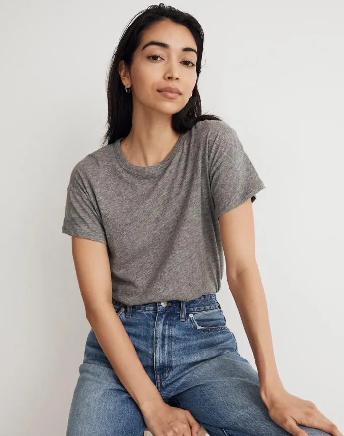 Women Whisper Crew Neck Tee Hthr Iron Madewell Tees