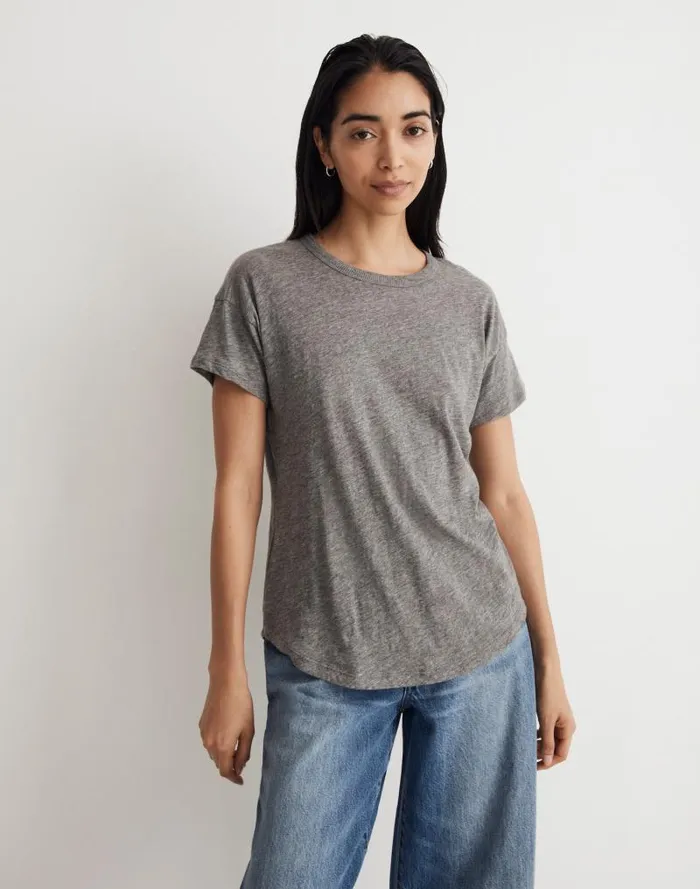 Women Whisper Crew Neck Tee Hthr Iron Madewell Tees