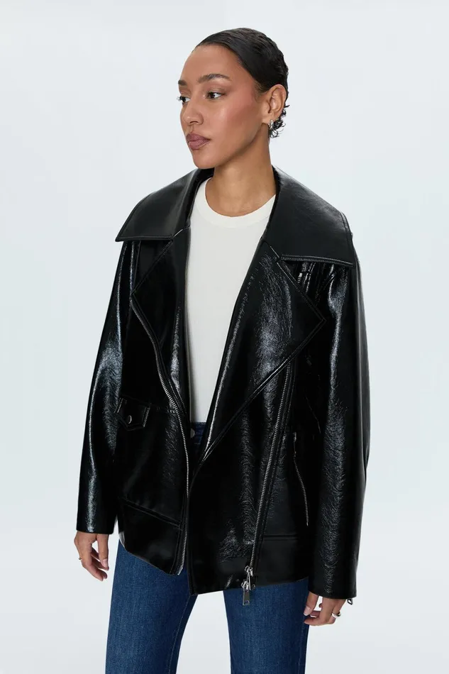 Women Winona Jacket 8211 Black Vinyl Pistola Denim Jackets and Outerwear
