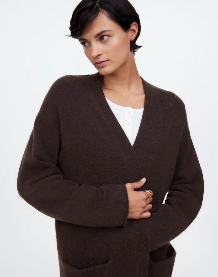 Women WoolBlend Duster Cardigan Sweater Dark Carob Madewell Sweaters