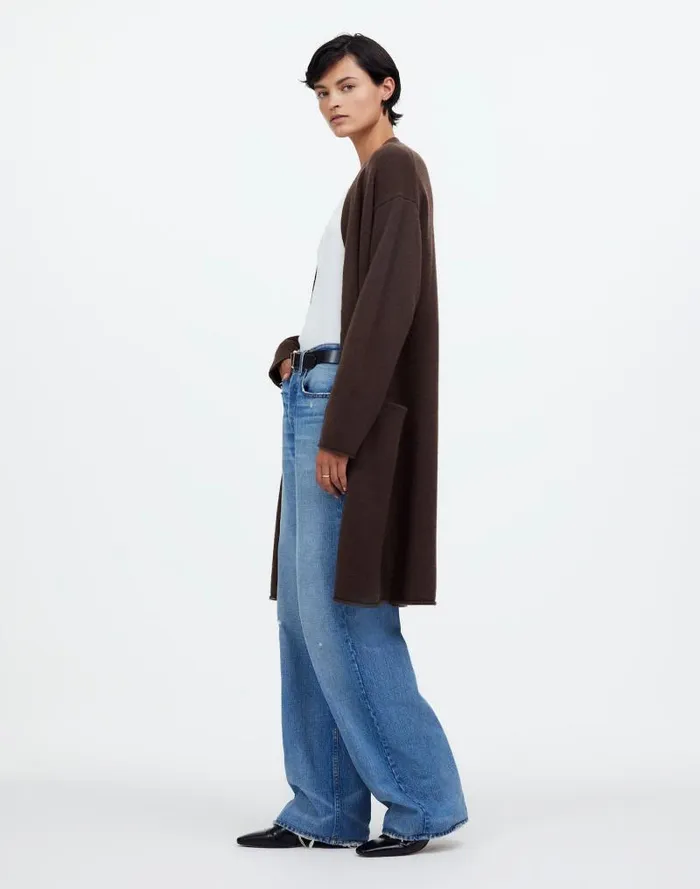 Women WoolBlend Duster Cardigan Sweater Dark Carob Madewell Sweaters
