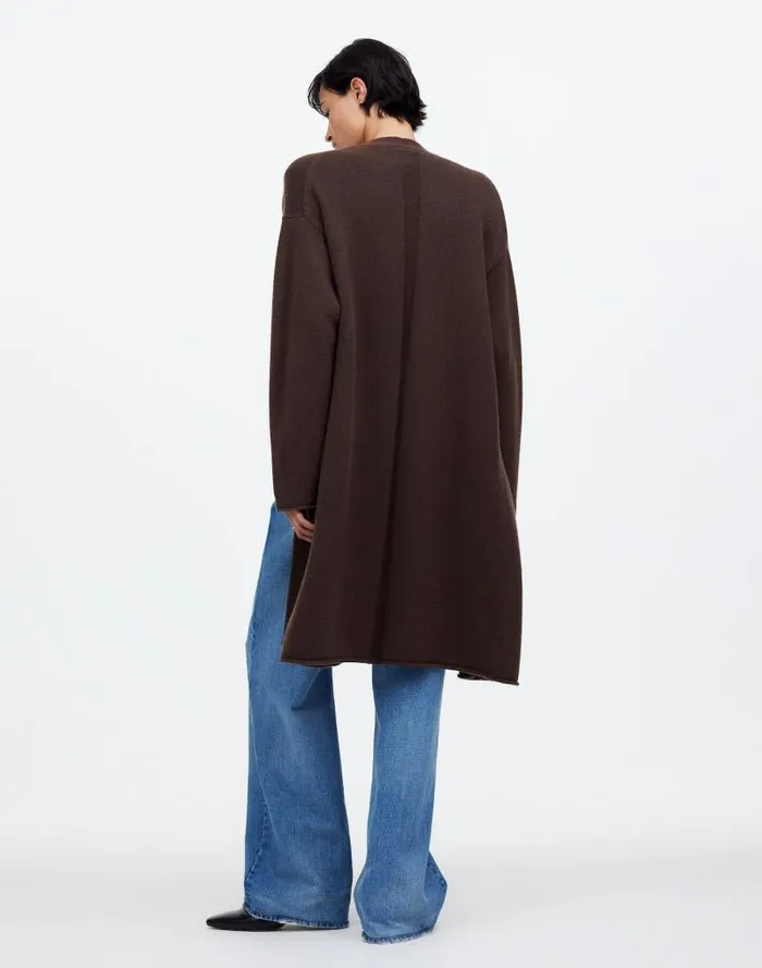 Women WoolBlend Duster Cardigan Sweater Dark Carob Madewell Sweaters