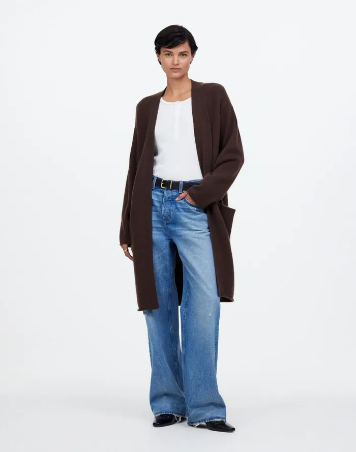 Women WoolBlend Duster Cardigan Sweater Dark Carob Madewell Sweaters