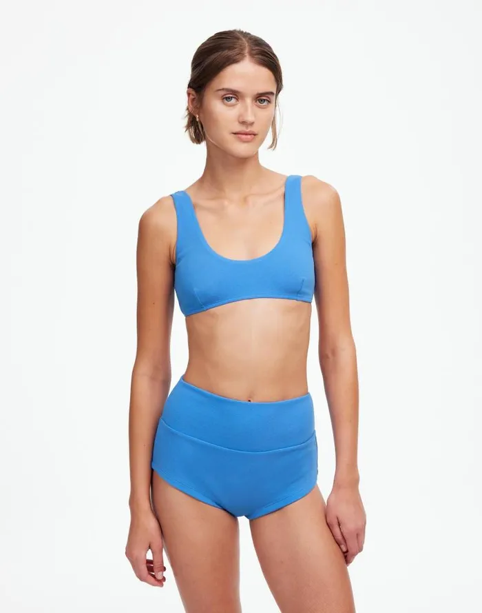 Women Zulu and Zephyr Dress Ocean Blue Textured Crop Bralette Ocean Blue Madewell Swim
