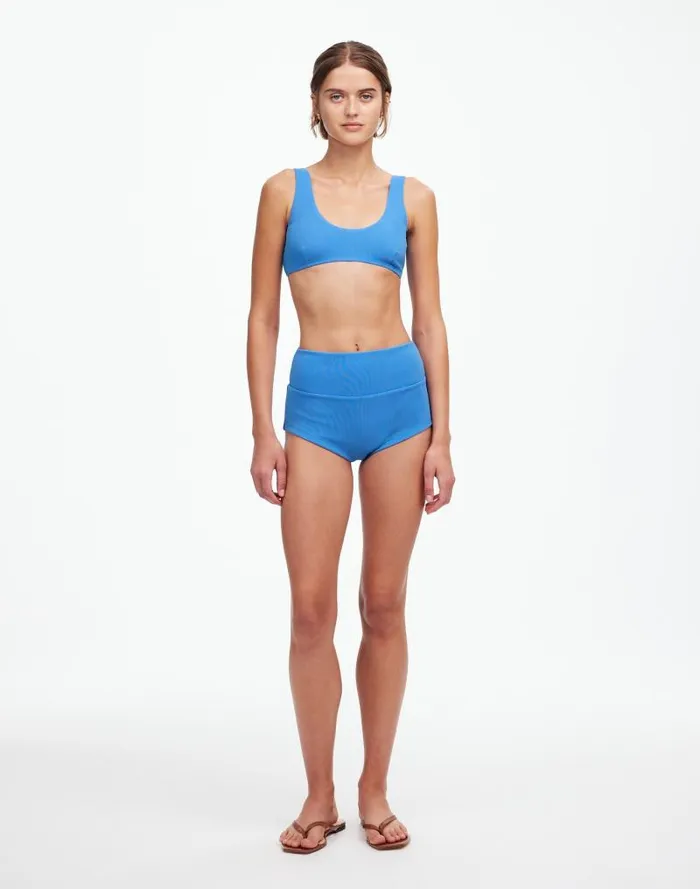 Women Zulu and Zephyr Dress Ocean Blue Textured Crop Bralette Ocean Blue Madewell Swim