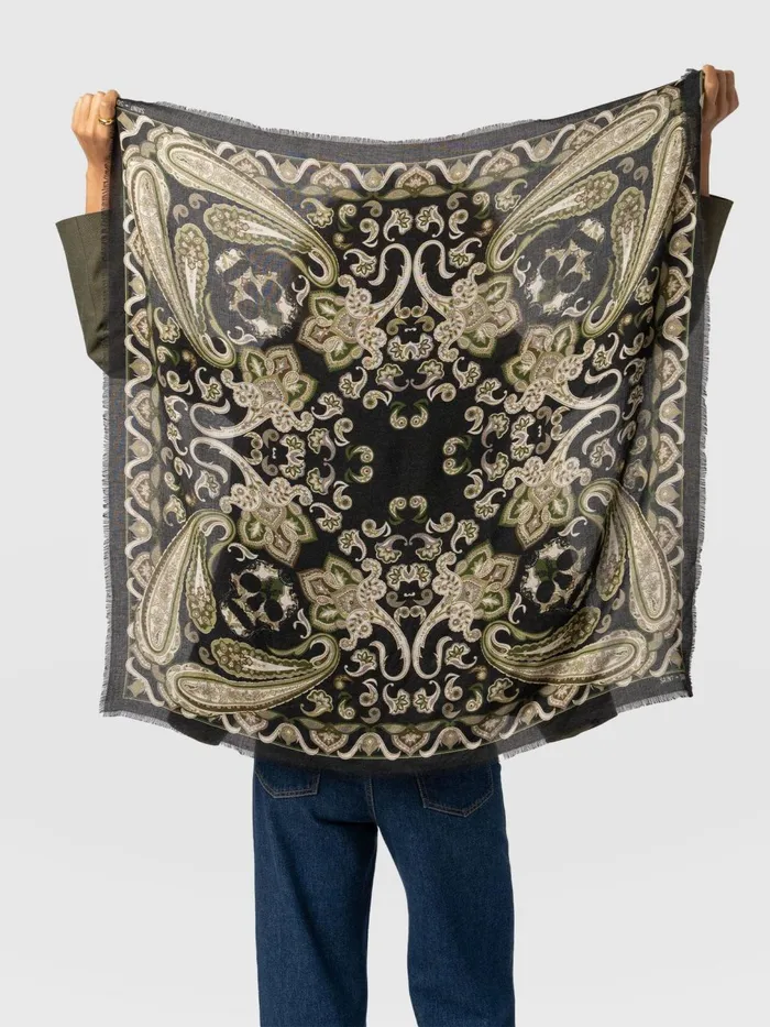 Wren Paisley Scarf 8211 BlackGreen Blackgreen Women Saint And Sofia Scarves and Hats