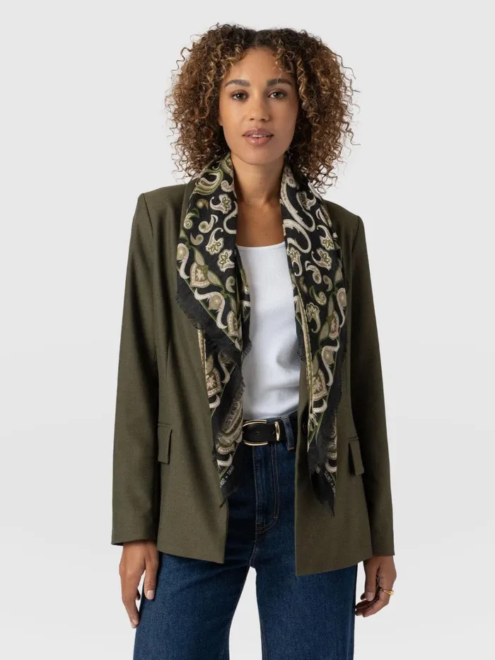 Wren Paisley Scarf 8211 BlackGreen Blackgreen Women Saint And Sofia Scarves and Hats