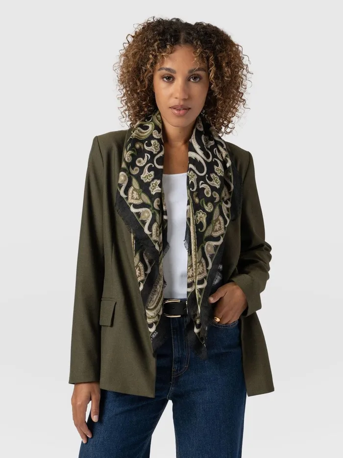 Wren Paisley Scarf 8211 BlackGreen Blackgreen Women Saint And Sofia Scarves and Hats