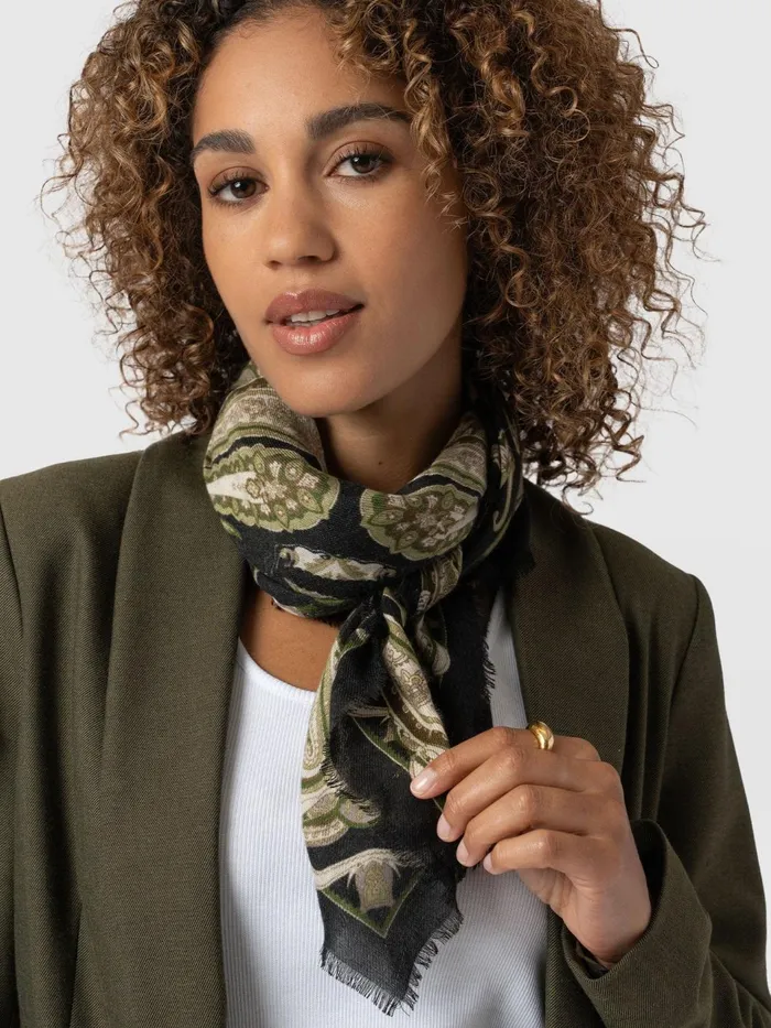Wren Paisley Scarf 8211 BlackGreen Blackgreen Women Saint And Sofia Scarves and Hats