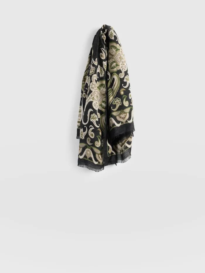 Wren Paisley Scarf 8211 BlackGreen Blackgreen Women Saint And Sofia Scarves and Hats